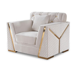 Hilena White/Gold Velvet Living Room Set S2401