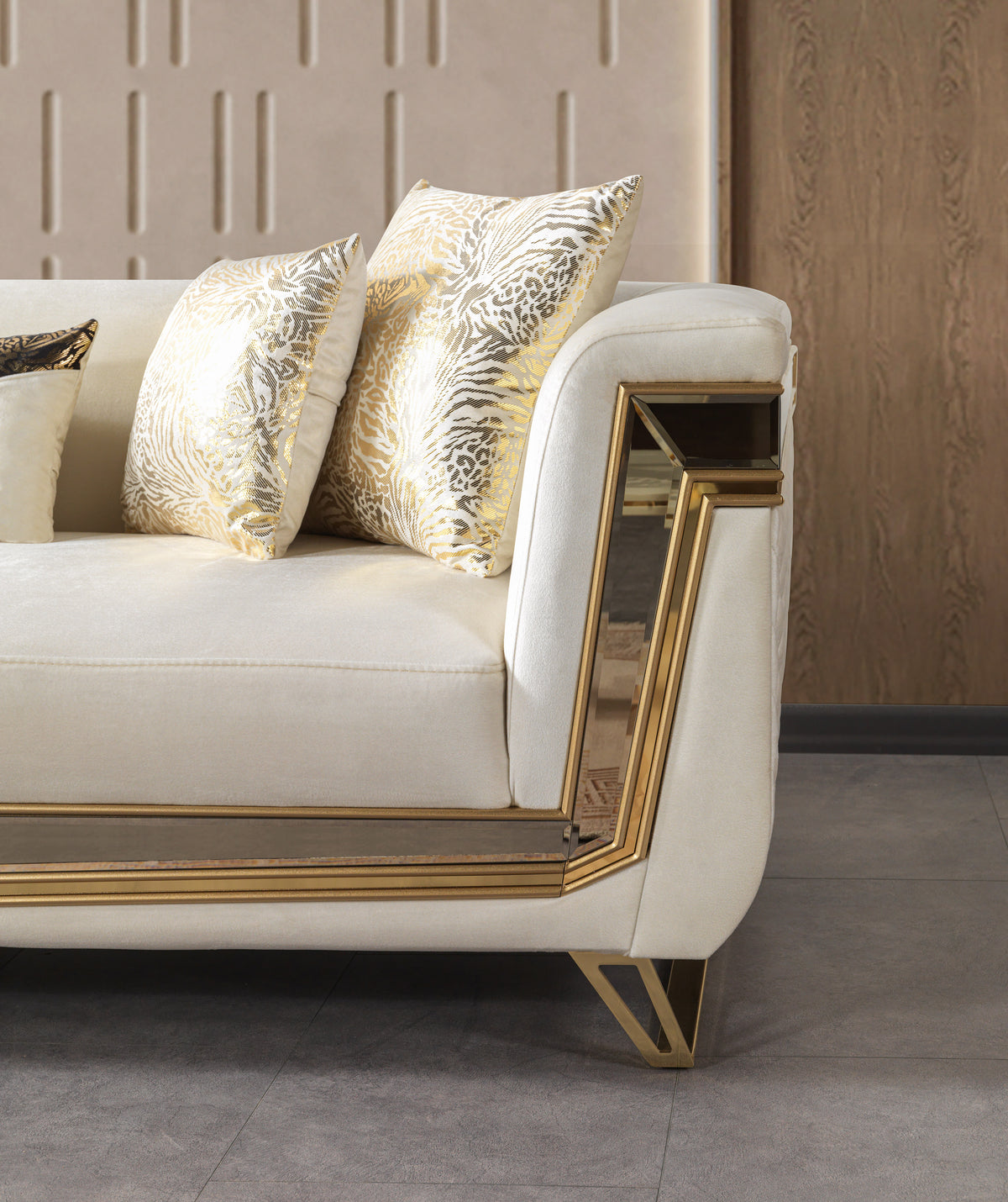 Anica Ivory Velvet Living Room Set