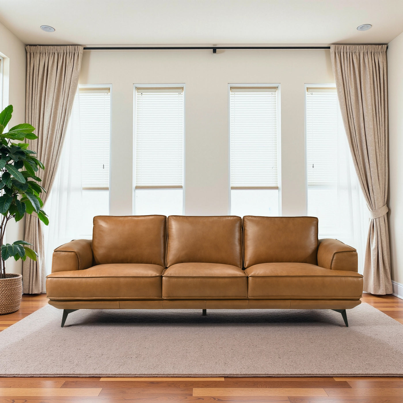 Knox Tan Genuine  Leather Comfortable Sofa