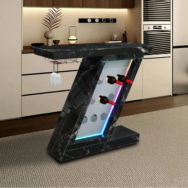 A41 Black LED Console Table/Wine Storage