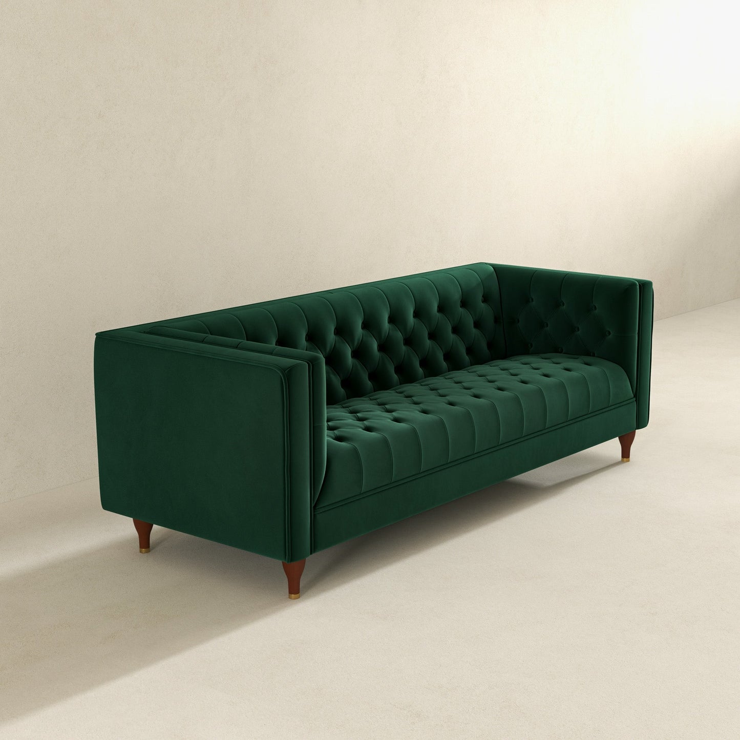 Evelyn 88" Dark Green Luxury Chesterfield Sofa