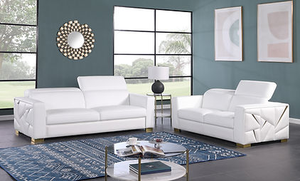 Astra White Italian Leather Sofa and Loveseat MI-1240