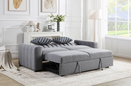 Zaira Grey Boucle Pullout Sleeper Sofa and Loveseat S351