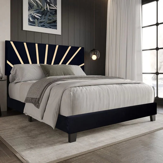 Nico Black Velvet King Platform Bed