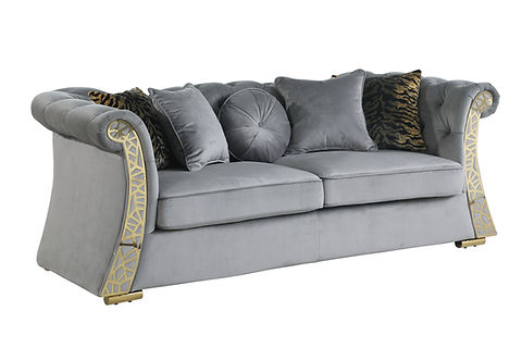 Curamo Grey Velvet Sofa and Loveseat S1600