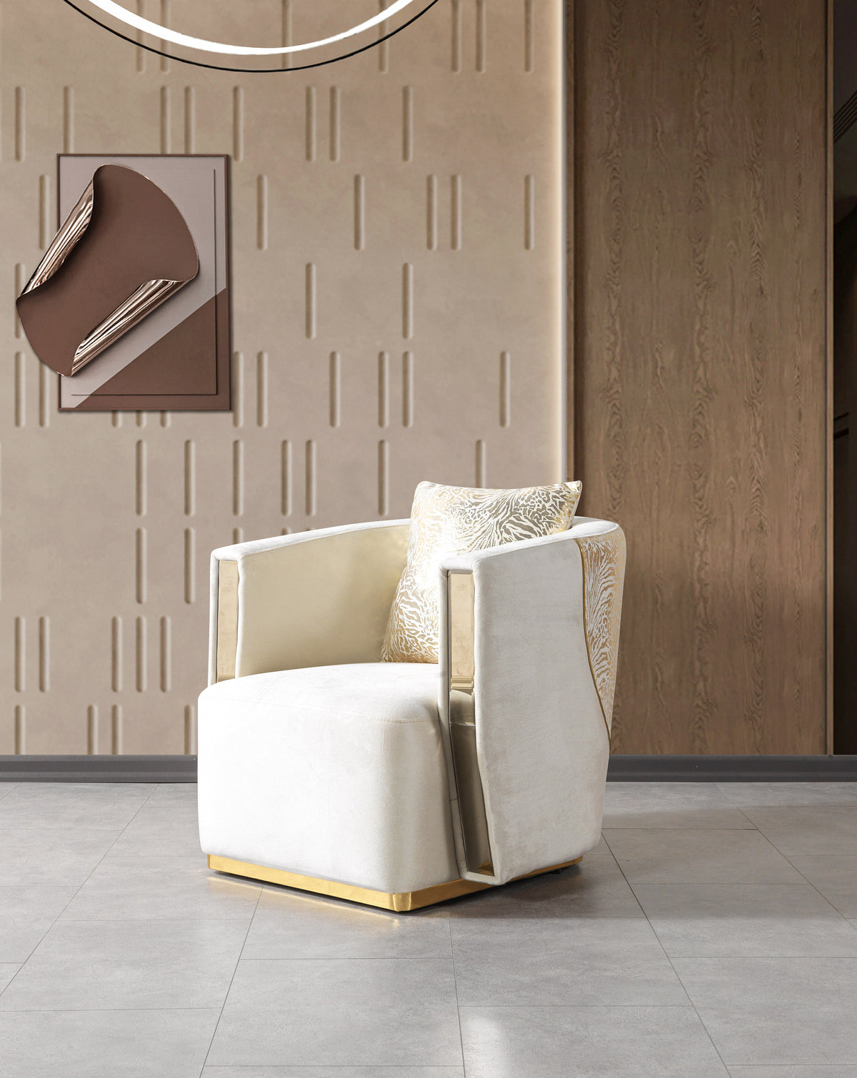 Anica Ivory Velvet Living Room Set