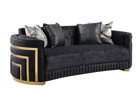 Minerva Black Velvet Sofa and Loveseat S3300