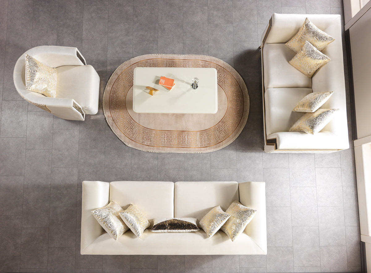 Anica Ivory Velvet Living Room Set