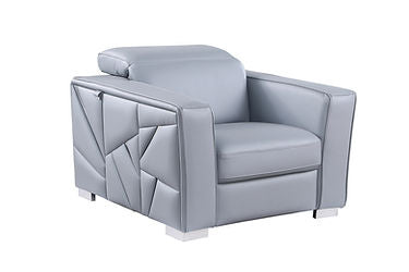 Astra Light Blue Italian Leather Sofa and Loveseat MI-1240