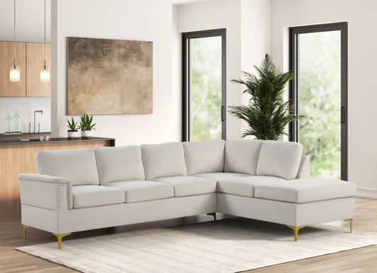 Vogue Cream Velvet Sectional Sofa