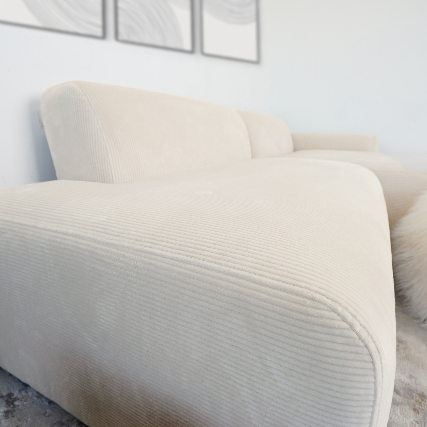 Mar Cream RAF Sectional Corduroy Sofa
