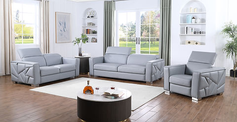 Astra Light Blue Italian Leather Sofa and Loveseat MI-1240