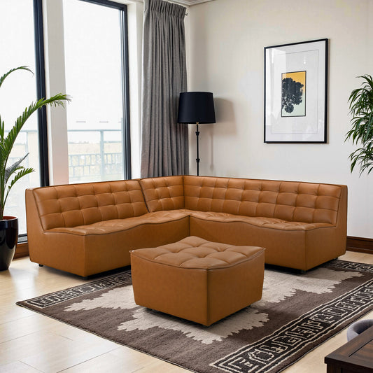 Selen Comfy & Chic Corner Sectional Sofa with Ottoman