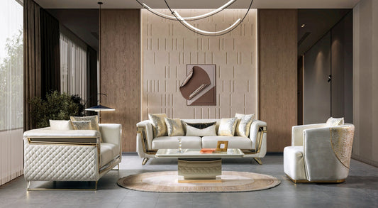 Anica Ivory Velvet Living Room Set