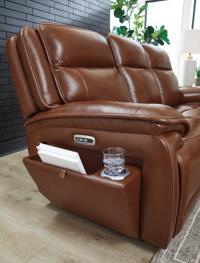 Healy Pier Chocolate Power Reclining Sofa and Loveseat U11204
