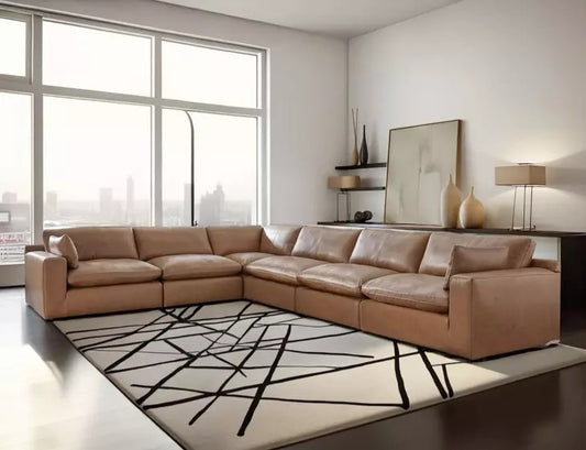 Emilia Caramel GENUINE LEATHER 6pc Sectional 30901
