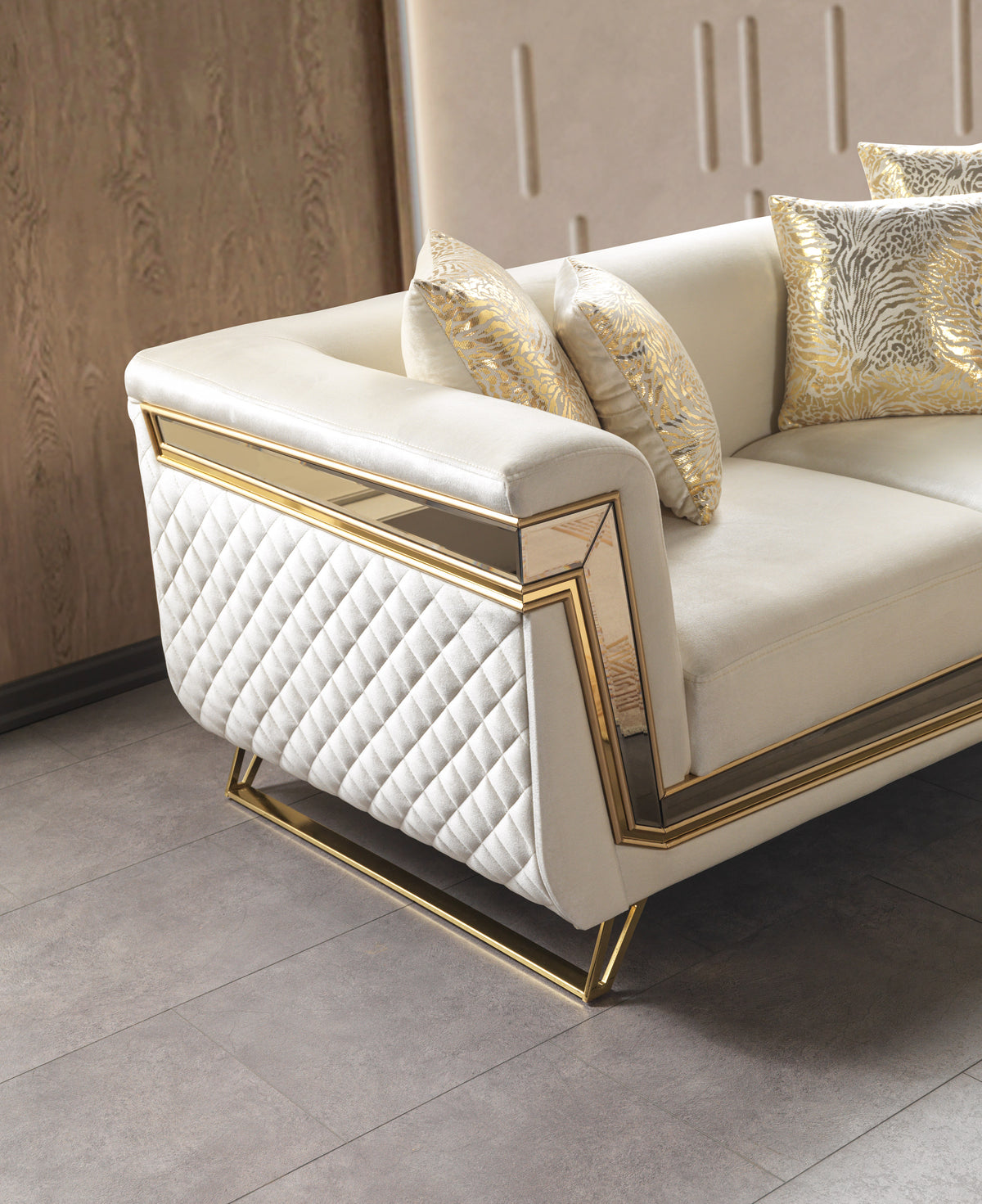 Anica Ivory Velvet Living Room Set