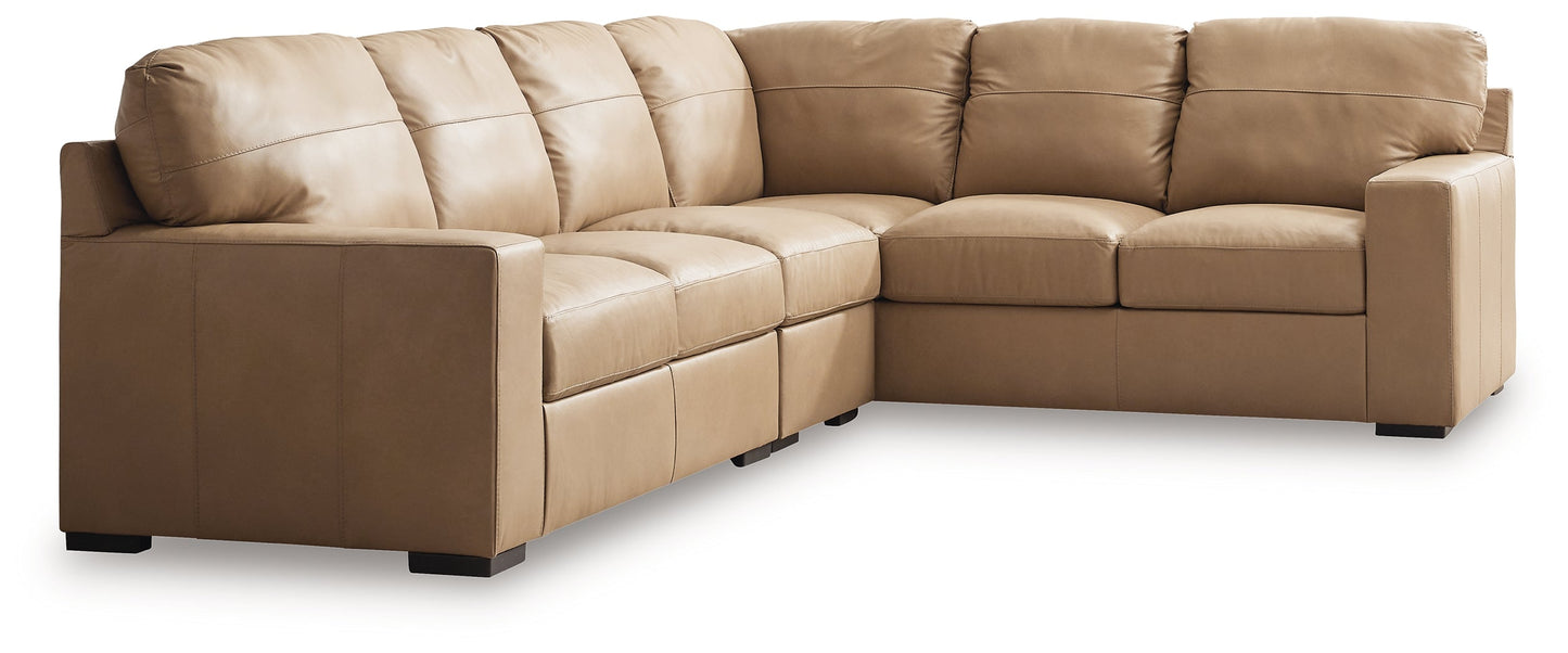 Bandon Toffee Leather 3pc RAF Sectional 38006