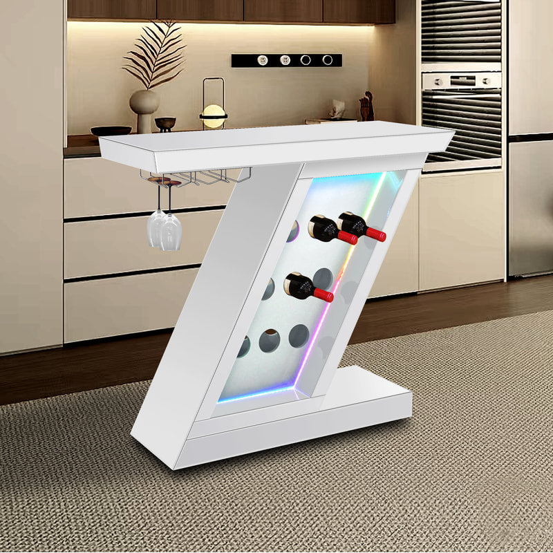 A41 White LED Console Table/Wine Storage