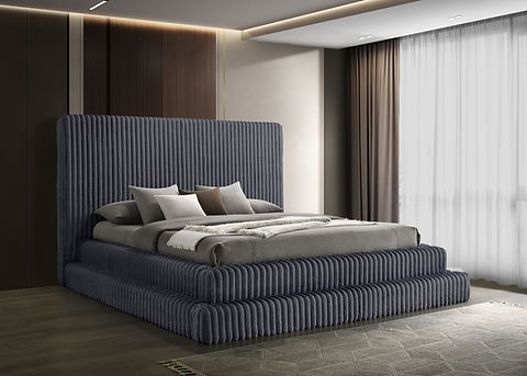 Micah Grey Corduroy King Platform Bed B9020