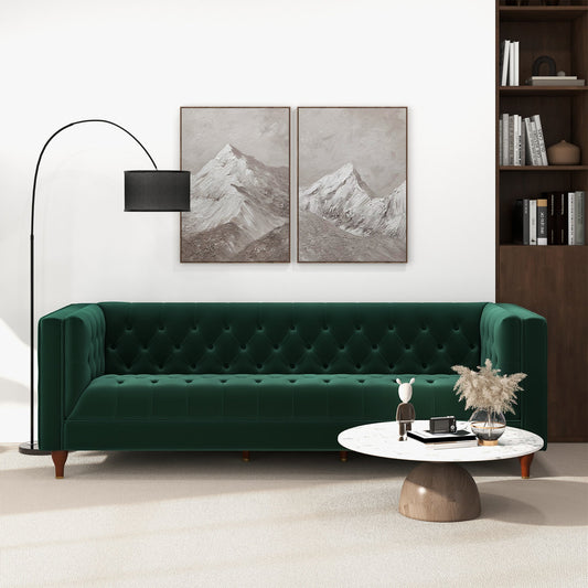 Evelyn 88" Dark Green Luxury Chesterfield Sofa
