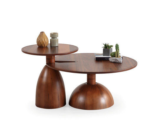 873 Walnut 2pc Coffee Table Set