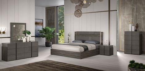 Aryan Collection Grey LED Bedroom Set