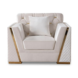 Hilena White/Gold Velvet Living Room Set S2401