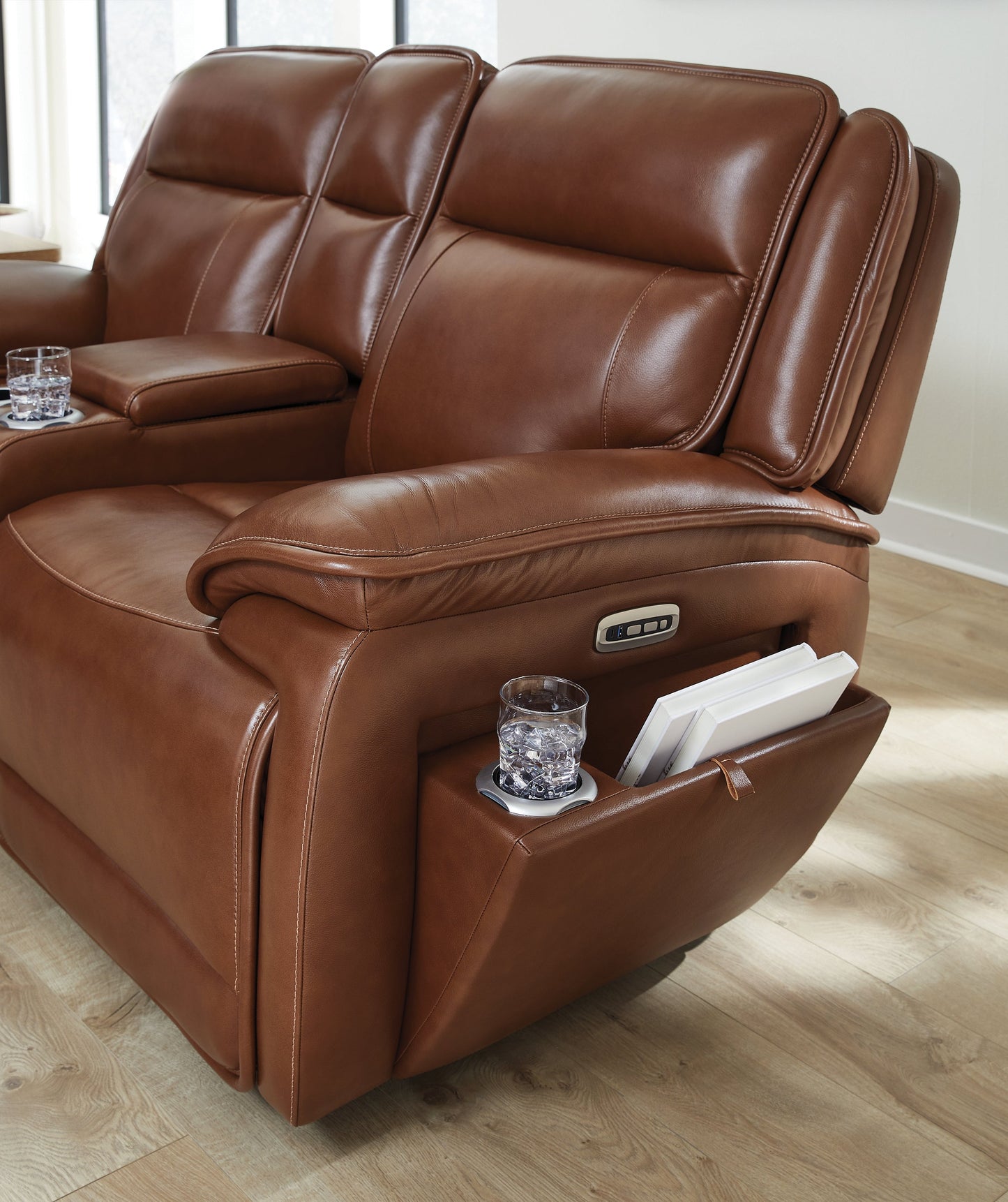 Healy Pier Chocolate Power Reclining Sofa and Loveseat U11204