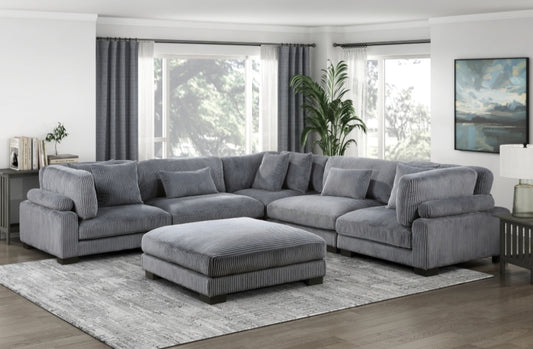 Traverse Gray 6pc Modular Sectional with Ottoman 8555