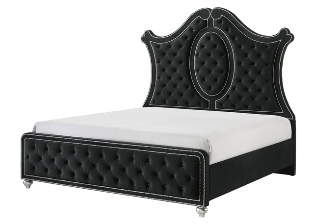 Cameo Black Upholstered Panel Bedroom Set B2180