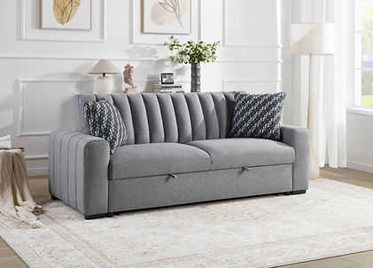 Zaira Grey Boucle Pullout Sleeper Sofa and Loveseat S351
