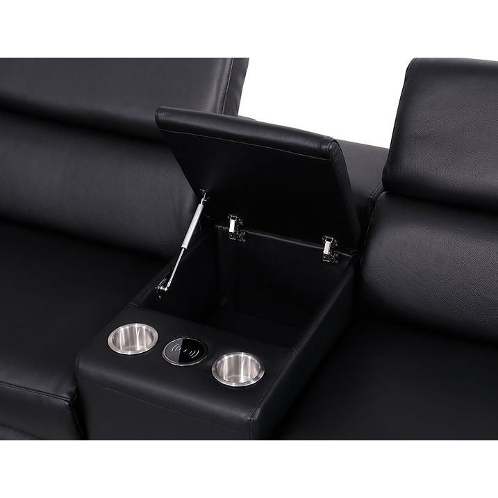Picasso Black 3-POWER  Leather Match 7pc Sectional  MI631