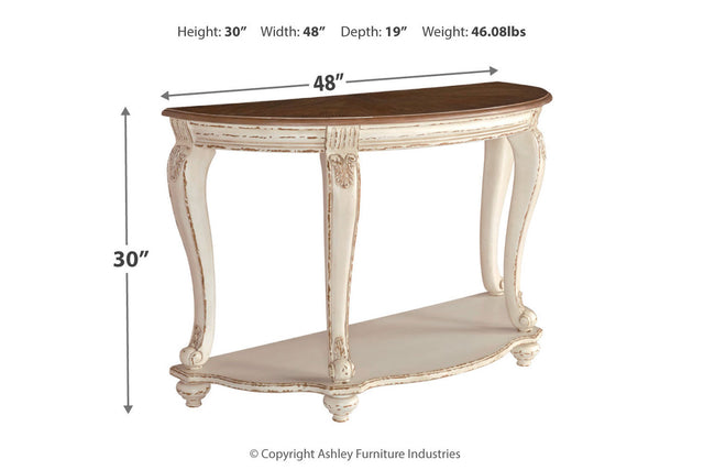 Realyn White/Brown Sofa Table T743