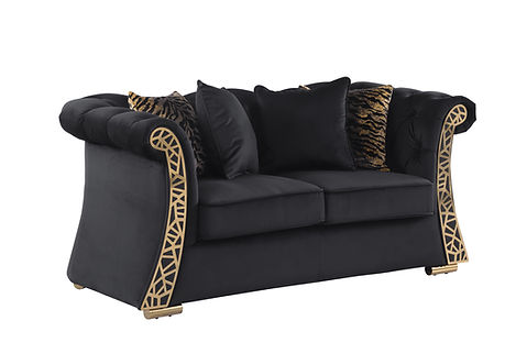 Curamo Black Velvet Sofa and Loveseat S1600