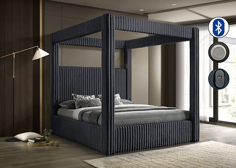Atlam Grey Corduroy Queen Platform Bed B9013