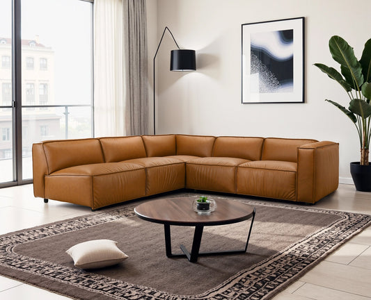 Findlay Mid Century Modern Vegan Leather Corner Sectional Sofa