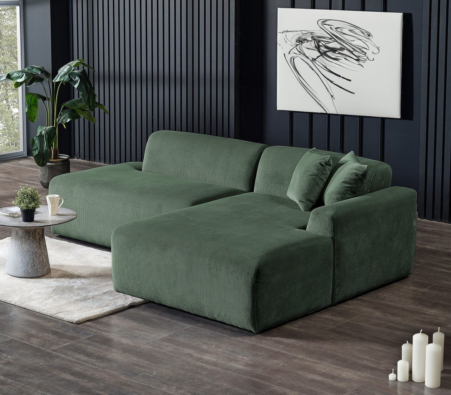 Mar Green RAF Sectional Corduroy Sofa