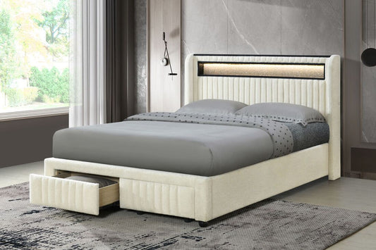 Cupid Beige Fabric Twin Bed