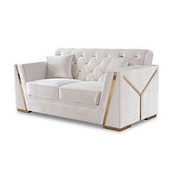 Hilena White/Gold Velvet Living Room Set S2401