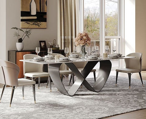 Amara 79" Glossy White Sintered Stone 
Table