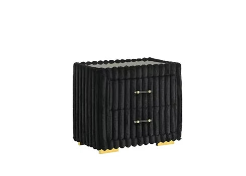 Melinda Black Corduroy Fabric LED/BLUETOOTH SPEAKERS Bedroom Set  B3001