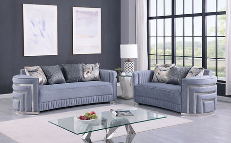 Minerva Grey Velvet Sofa and Loveseat S3300