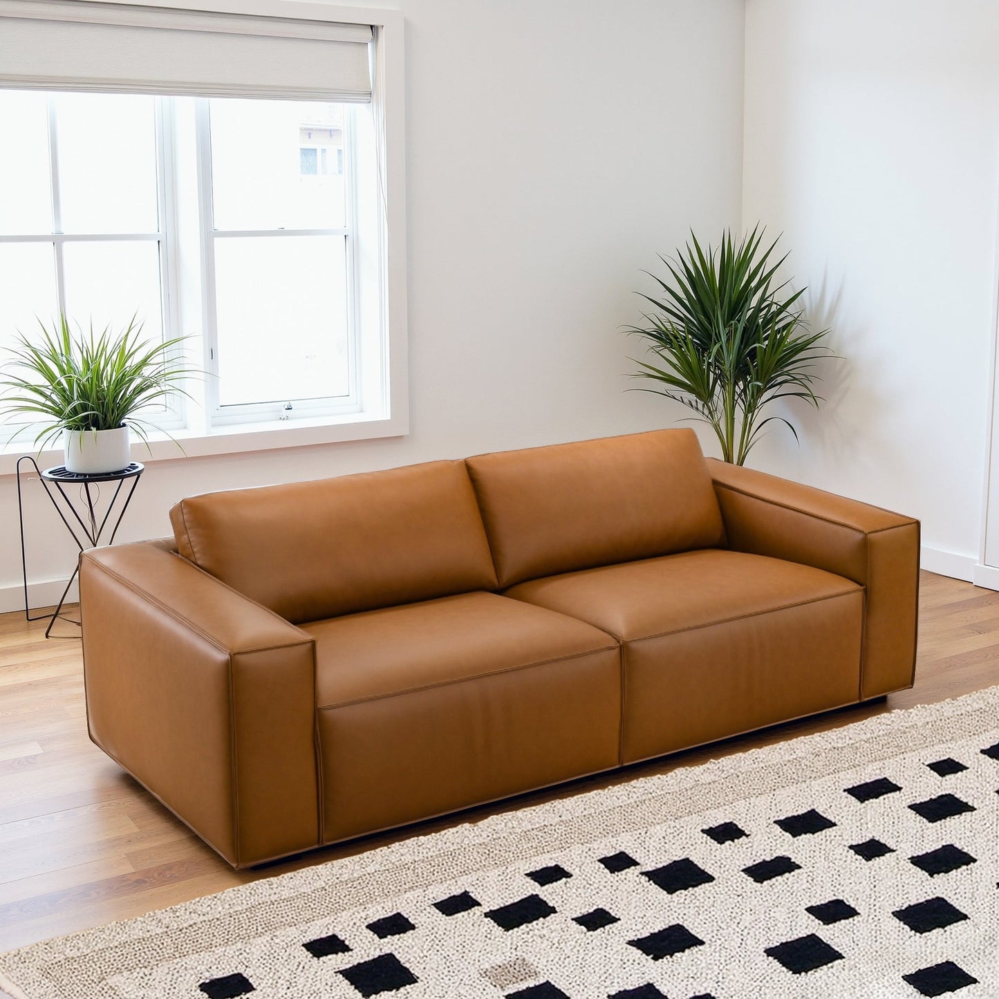 Uvalde Mid-Century Modern Vegan Leather Luxurious Sofa