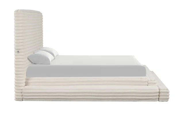Mariah Beige Fabric King Platform Bed