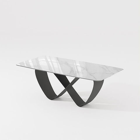 Amara 79" Glossy White Sintered Stone 
Table