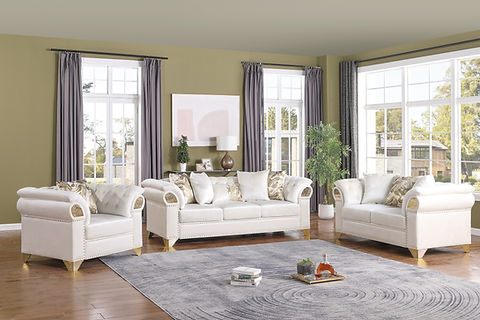 Emma Cream Velvet Sofa and Loveseat S3600