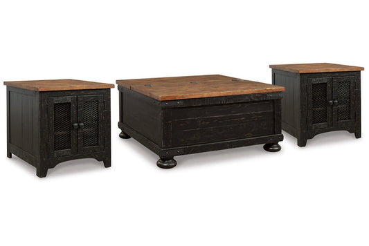 Valebeck Black/Brown Coffee Table and 2 End Tables T468