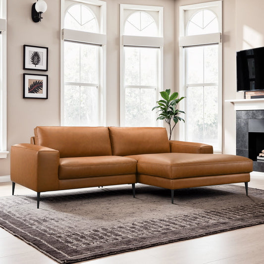 Easley Mid Century Modern Vegan Leather Wide-Arm Sofa
