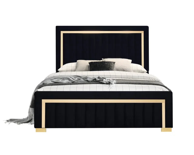 HH880 Black Twin Panel bed